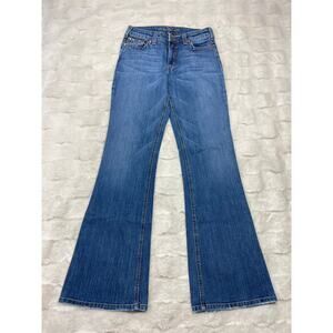 🔥Pure Color Y2K Bootcut Flared Mid Rise Blue Jeans Retro Western Cowgirl Sz 29